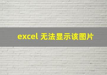 excel 无法显示该图片